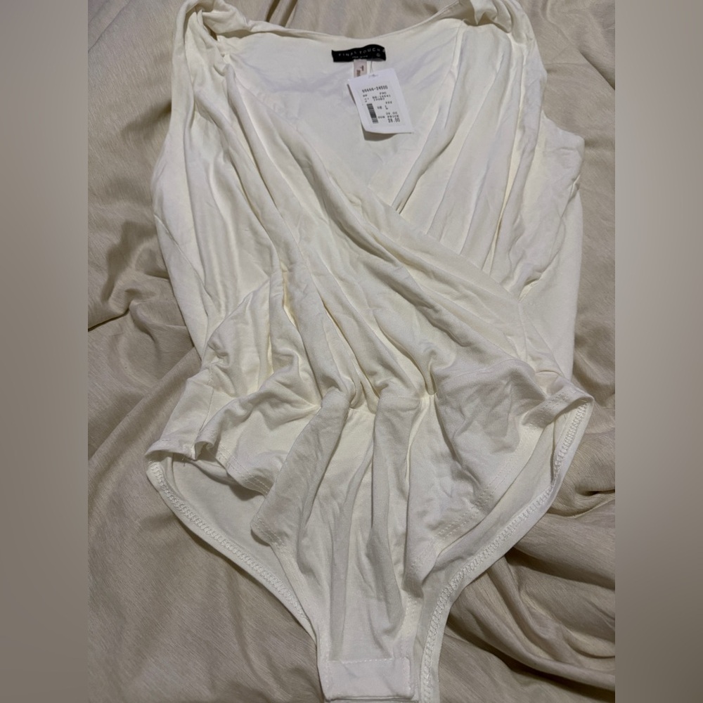 Final Touch Modal White Wrap Bodysuit
